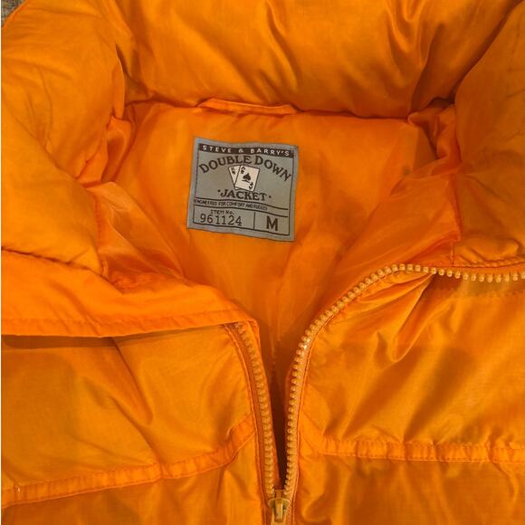 Steve & Barry's Double Down orange down feather cropped puffer jacket SIZE M - Picture 3 of 7